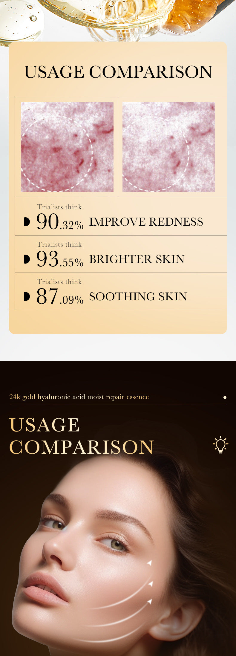 Full English24K Gold Essence ZOZU Hyaluronic acid moisturizing and hydrating skincare wholesale for  trade