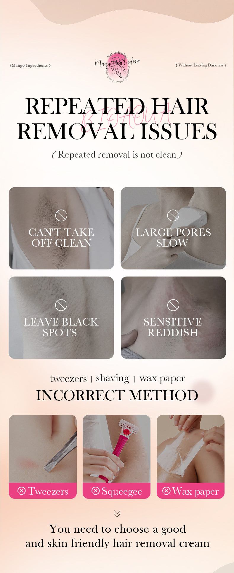 Full English Mango Soothing Hair Removal Cream40g BIOAOUA Non-irritating Underarm Hair Removal Cream  Wholesale