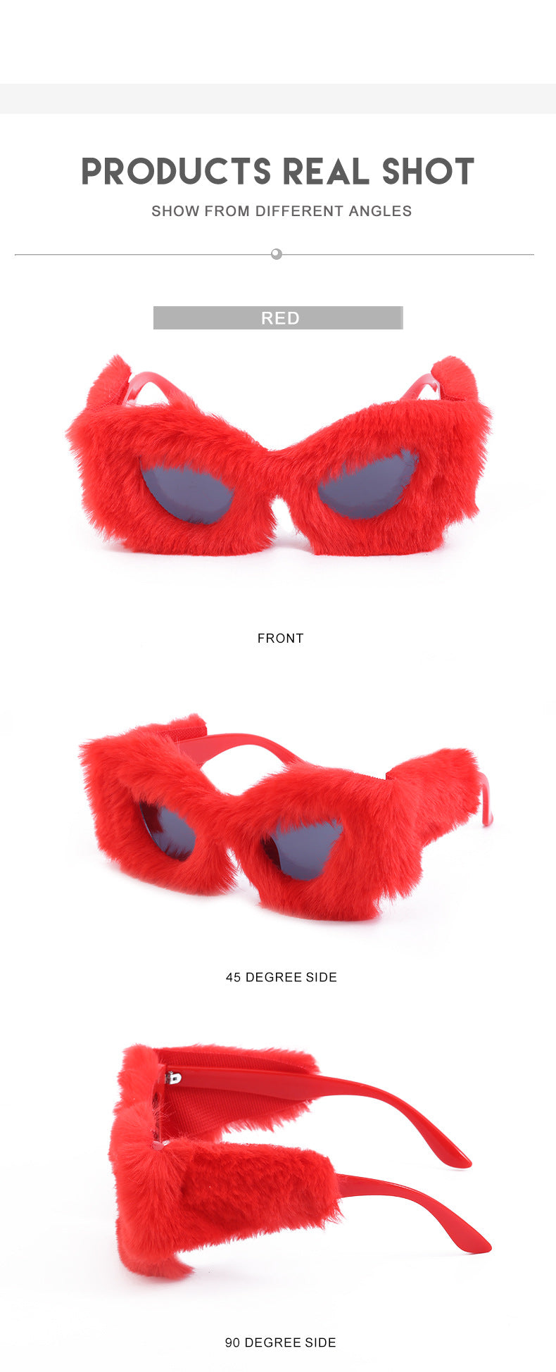 Puppy Style Plush Winter Sunglasses for Women Fashion Cat Eye Sunglasses European and American Style Sunglasses
