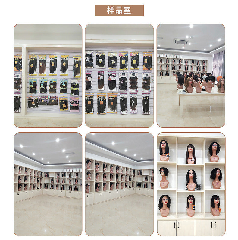 European and American Medium-Length Wig Two-Tone Scalp Air Bangs African Medium Short wigs Two-tone Design