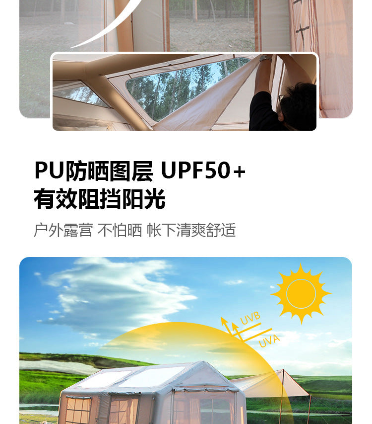 12Square Camping Inflatable Tent Outdoor Camping Two Rooms One Hall Tent Canopy Rainproof Exquisite Camping Cabin