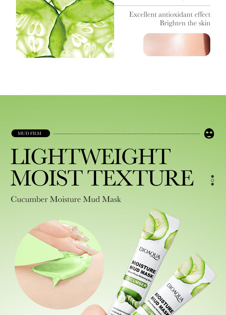 Cleansing Mask BIOAOUA Cucumber Pore Cleansing Smear-On Portable Mud Mask  Foreign Trade Wholesale