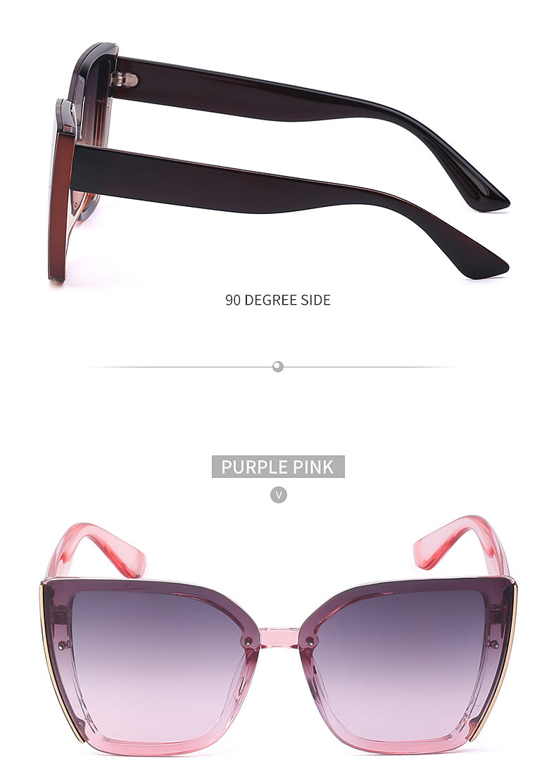 Internet Celebrity Cat Eye Large Frame Sunglasses for Women Fashion Trend UV Protection Sunglasses Korean Style Glasses sunglasses