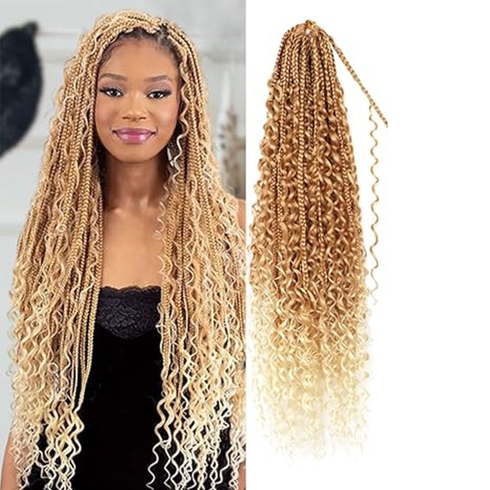Cross-border European and American Synthetic Hair Wigs Box Braids Bohemian Curly Three-strand Braid Fly Hook Needle Hair Braid