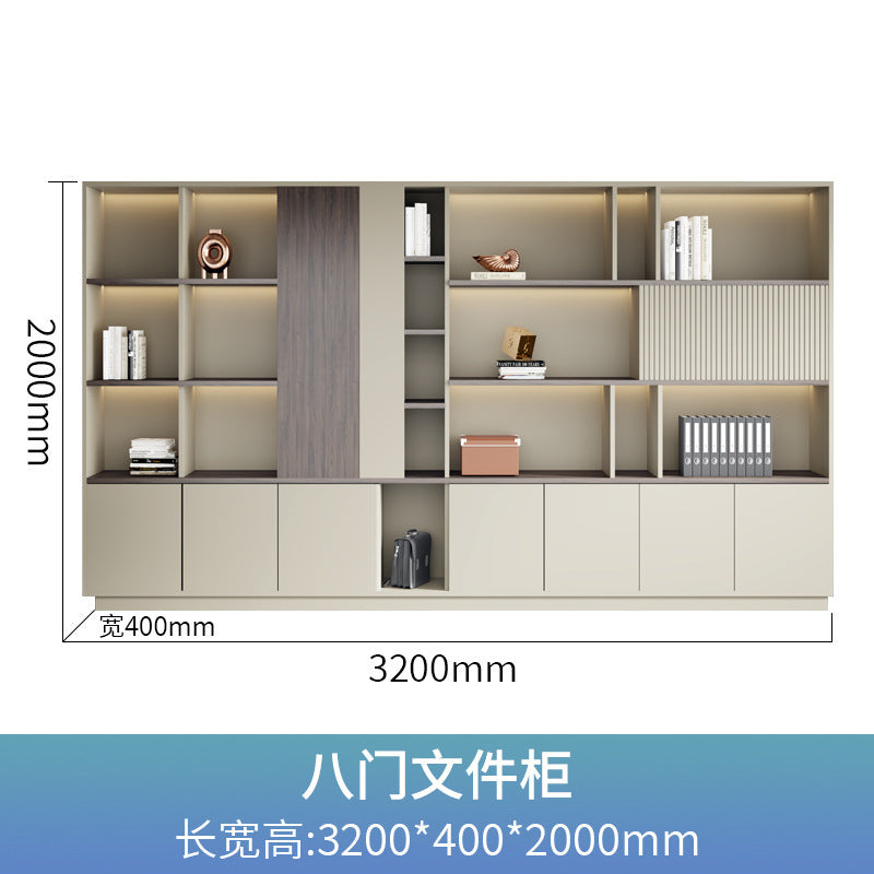 Office Bookshelf Boss Background Cabinet File Cabinet Wooden Document Cabinet Storage Cabinet Wall-Mounted Floor Cabinet
