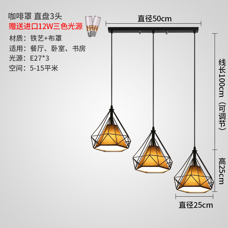 Nordic Restaurant Pendant Light Three-Head Bar Dining Room Table Lamp Creative Personality Bedroom Lamp Modern Minimalist Lighting Fixture
