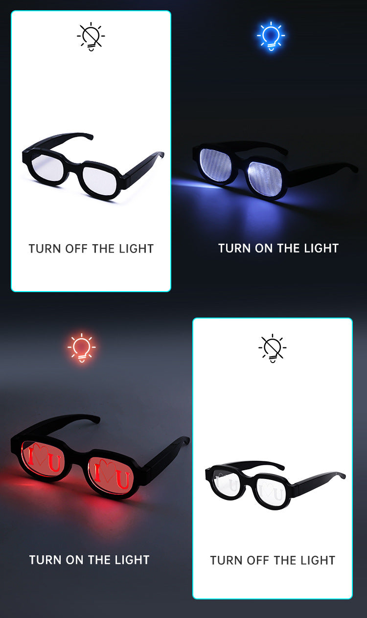 New LED Glowing Red Eye Glasses Same Style Glowing Glasses Personality Funny Party Performance Flashing Props