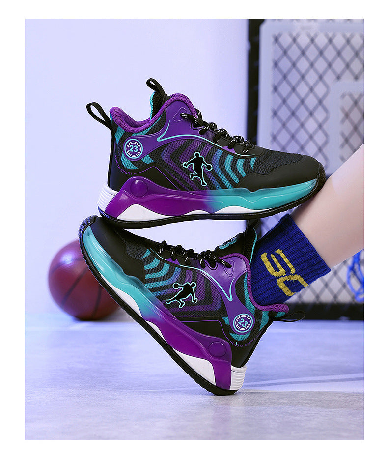 Big Kids Practical Basketball Shoes Children Professional Training Wear-Resistant Sneakers Mesh Breathable Non-Slip Running Sports Shoes