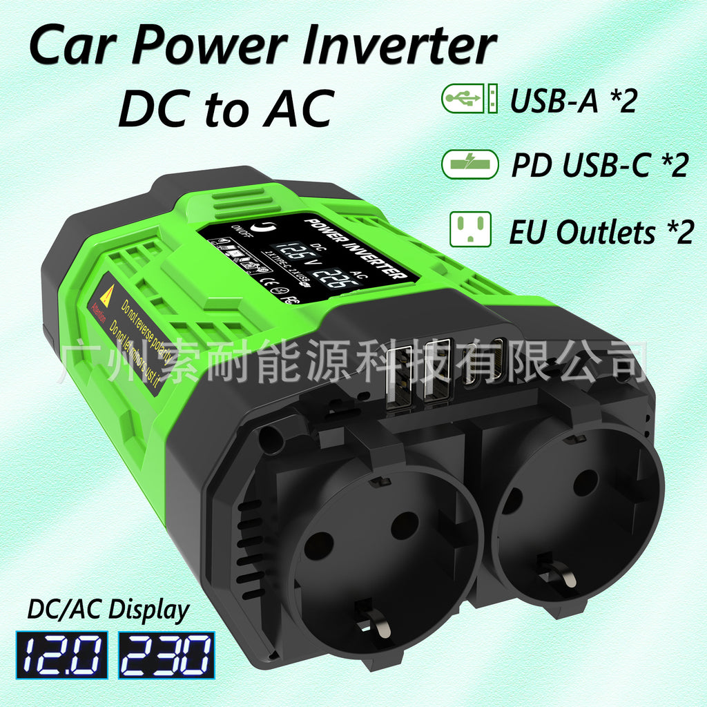 Vehicle Inverter200W300W600W12V Turn110V/220V With dual sockets USB/Type-C Converter
