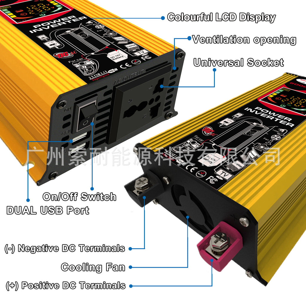500W Vehicle Inverter12V Turn110V 220V With smart display screen car inverter Export