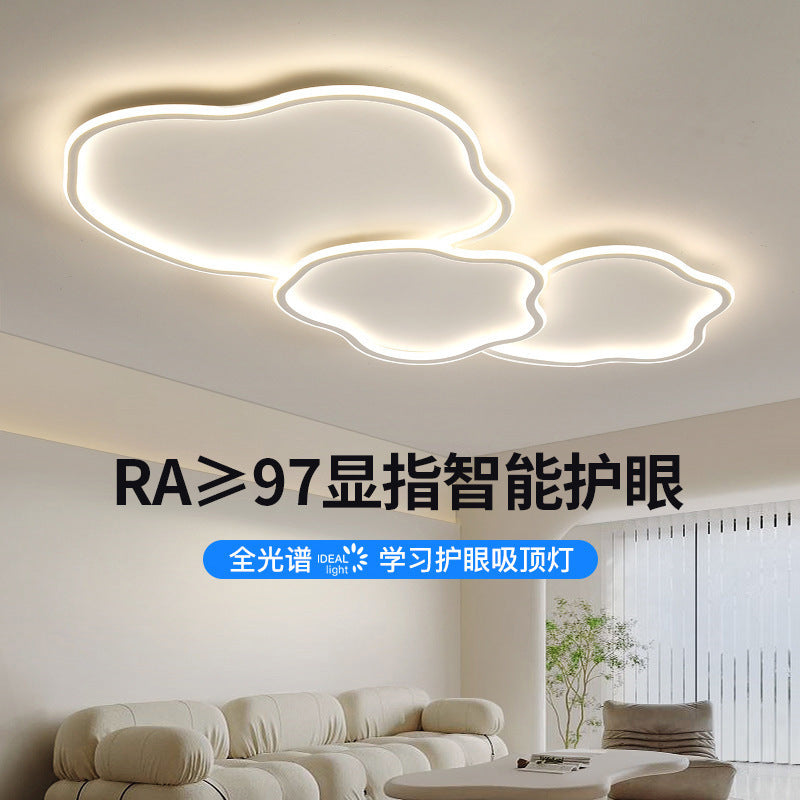 Cream Ceiling Light Minimalist Style Master Bedroom Light Cloud Hall Living Room Eye Protection Simple Room Light Full Spectrum Smart