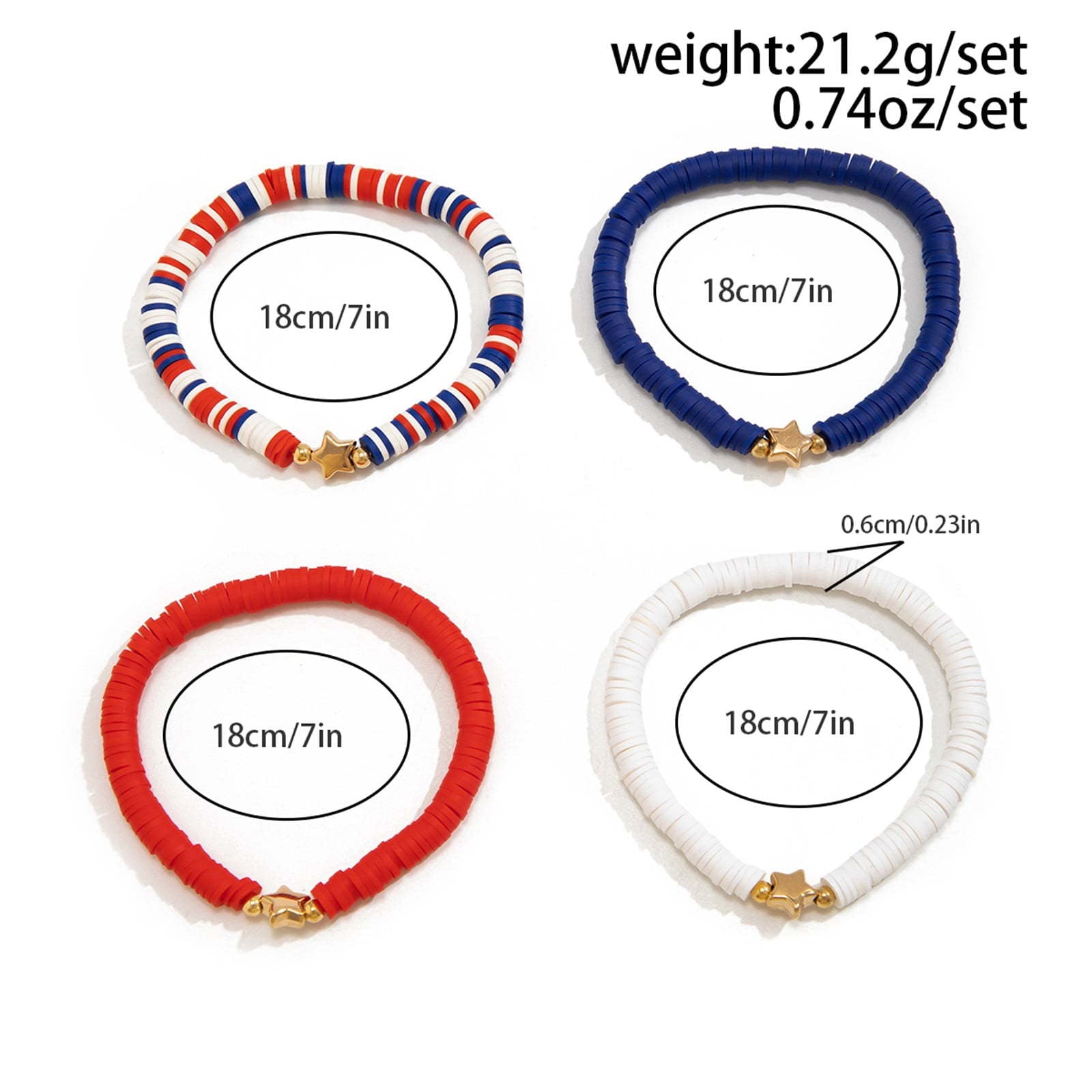 Men's Bracelet Set Beaded Heart Star Letter Soft Clay Jewelry Couple Bracelets Independence Day Bracelet