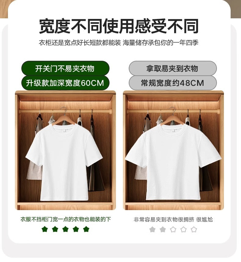 All Solid Wood North American Oak Sliding Door Wardrobe Master Bedroom Home Simple Modern Sliding Door Large Wardrobe Customization