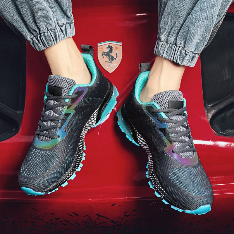 Men's Sports Casual Shoes Marathon Extra Large Size Cushion Shoes Flyknit Four Seasons Rubber Wear-resistant Non-slip Sports Shoes