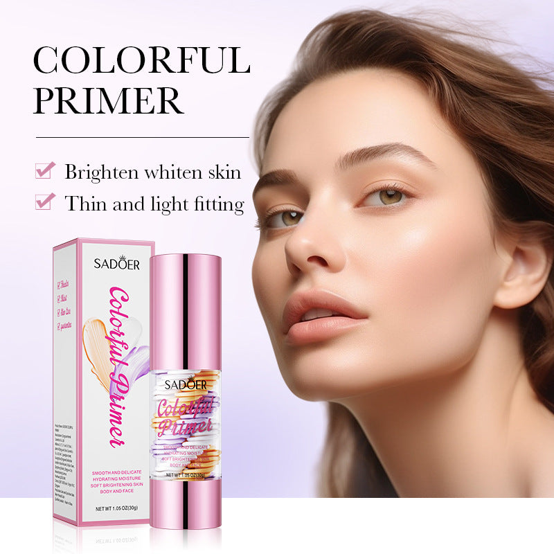 Makeup SADOER Three Color Rainbow Isolation Cream Contour Concealer Refreshing Primer  Wholesale