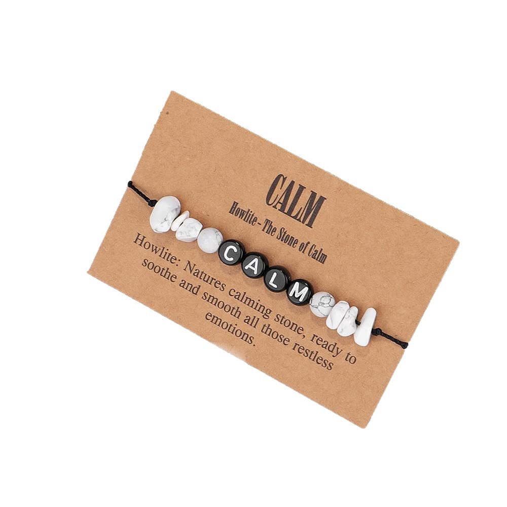 Crystal Crushed Stone Bracelet Handmade Woven Wax Cord Adjustable Women's Tiger Eye White Pine TRUST Letter bracelet