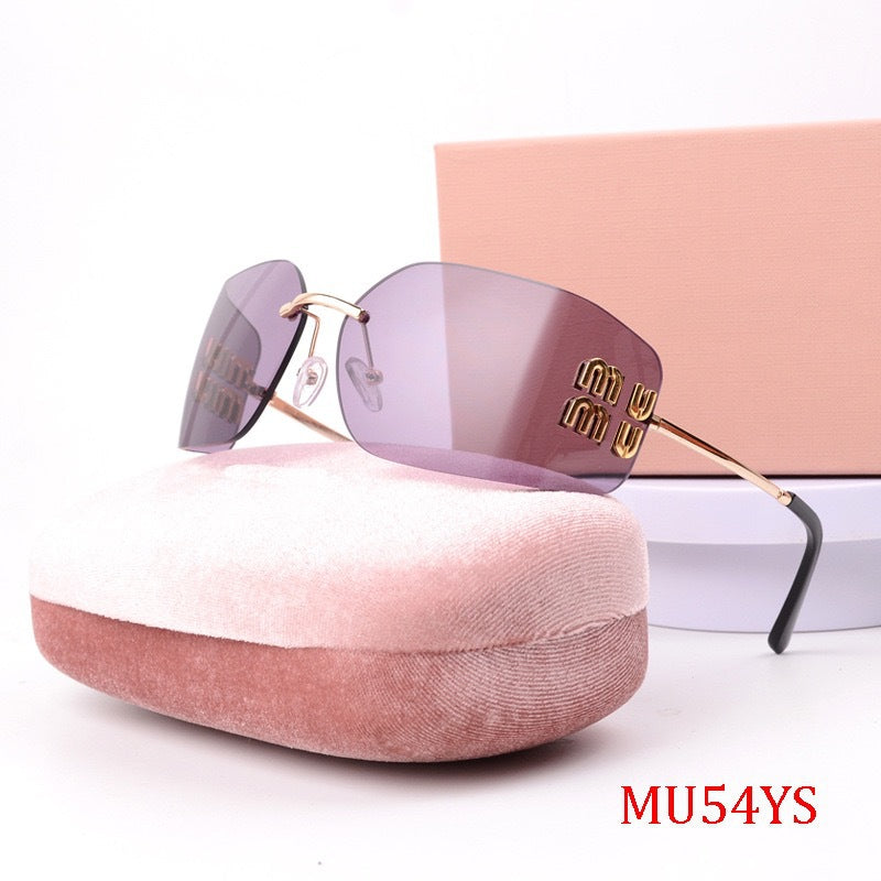 2014High Version Xiaohongshu Same Style Sunglasses for Women UV Protection Miu Miu New Frameless Sunglasses mu54y