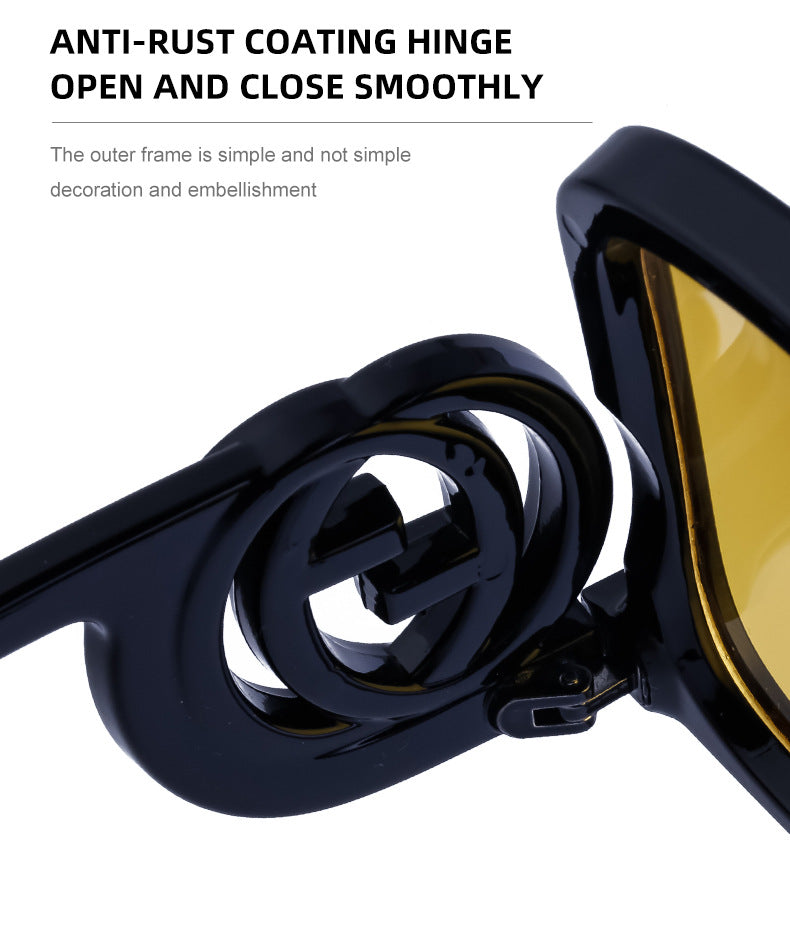 European and American fashion large frame sunglasses for women with a high-end feel INS Wind Sunglasses Sun Protection No Makeup Glasses Square Frame sunglasse