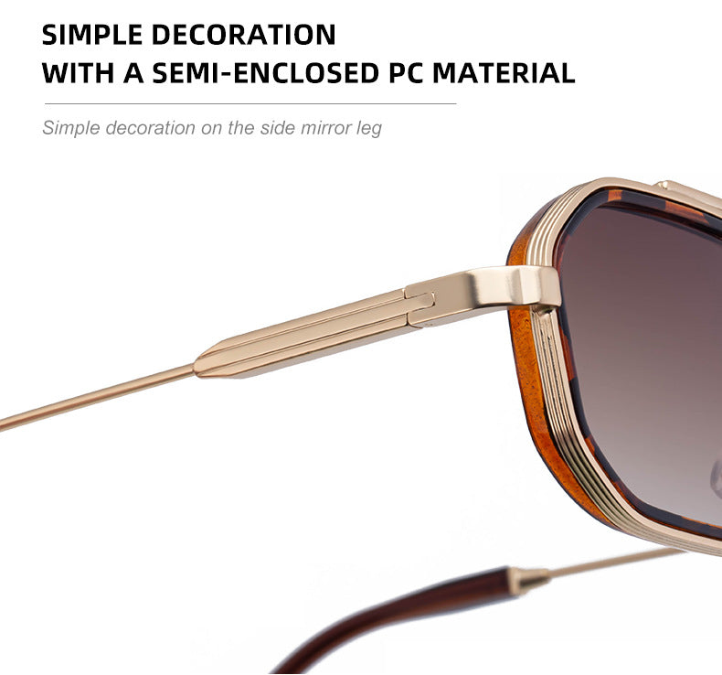 2025New Small Frame Glasses Men Double Beam retro Sunglasses Men's High Sense Full Frame Sunscreen Sunglasses shades