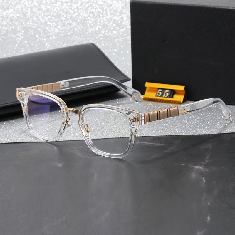 2024New Cross Plain Mirror Retro Artistic Prescription Glasses Frame for Men and Women Non-Prescription Glasses55Belt logo