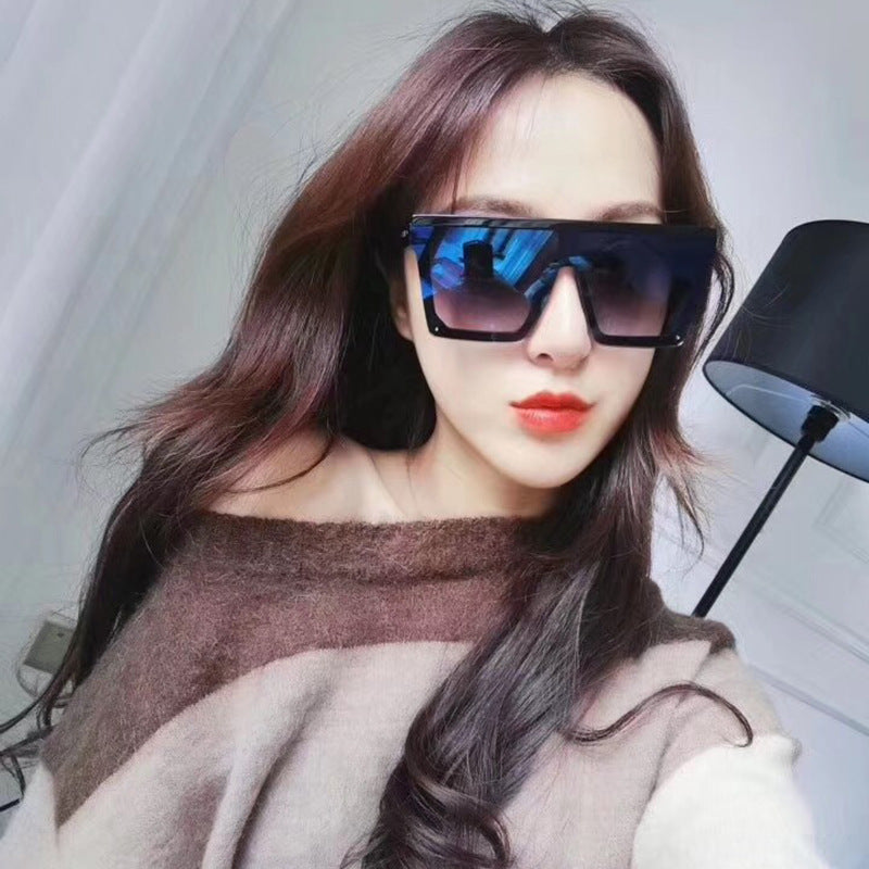 One-piece Lens Sunglasses for Men, High-end Fashion Sunglasses for Women, European and American Style Large Frame Square Glasses sunglasses