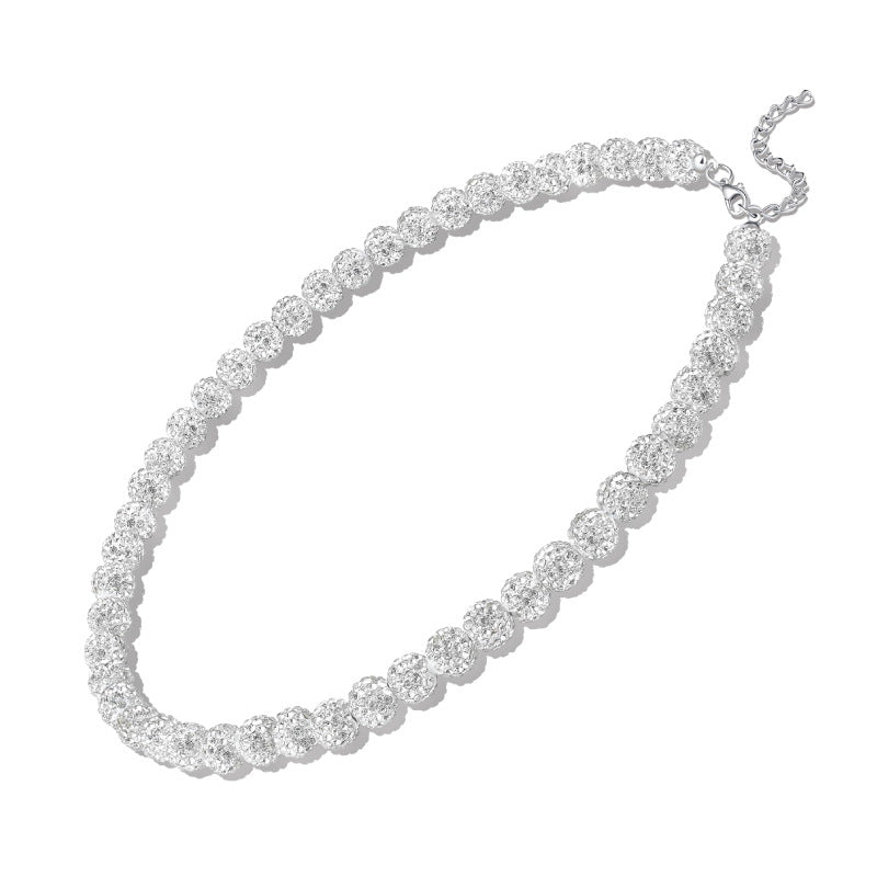 Soft Clay Drill Ball Necklace10mm Red White Blue Full Diamond Necklace Baseball Team Hip Hop Cool Shamballa Necklace