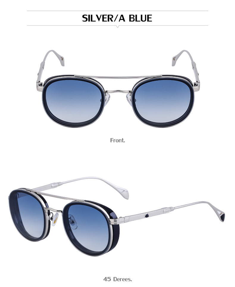 European and American Retro Oval Frame Sunglasses for Men, Side Wrap Small Frame Sunglasses for Women, Trendy Glasses Wholesale shades