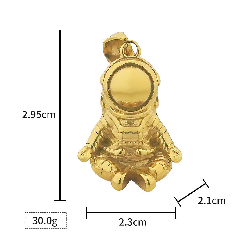 Cast Stainless Steel Astronaut Pendant Vacuum Plating gold Astronaut Personality Titanium Steel Necklace