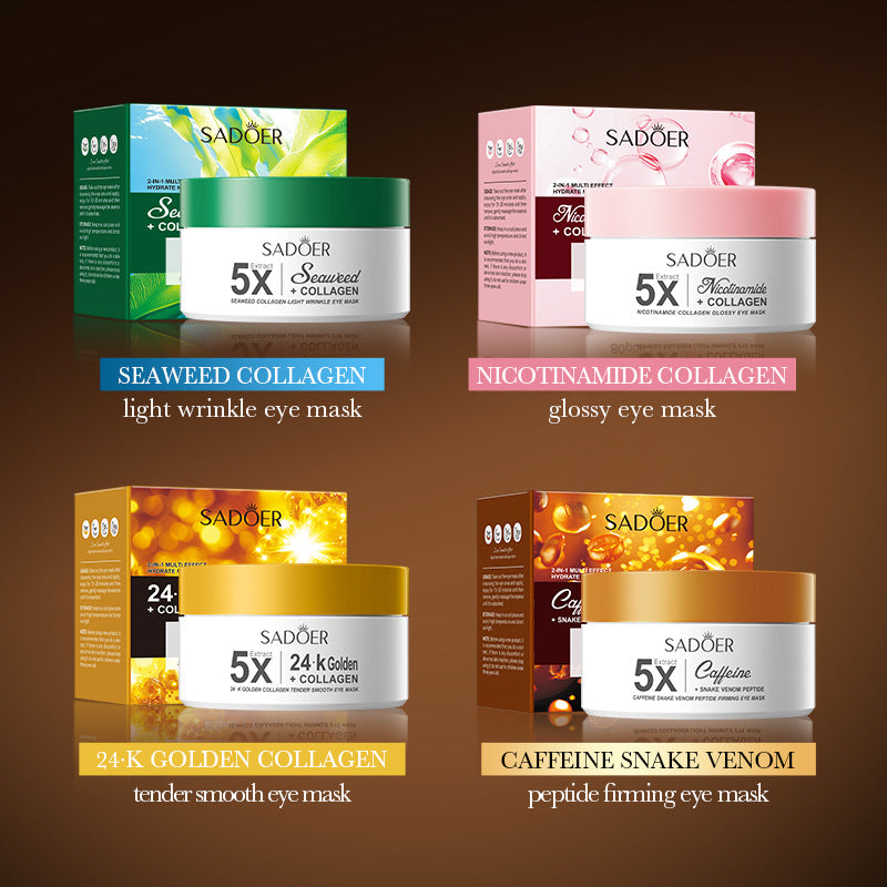 Cross-border Boxed Eye Mask80pcs/100g  Snake Venomoid Peptide Seaweed Condensing Smooth Eye Mask Export Manufacturer Wholesale