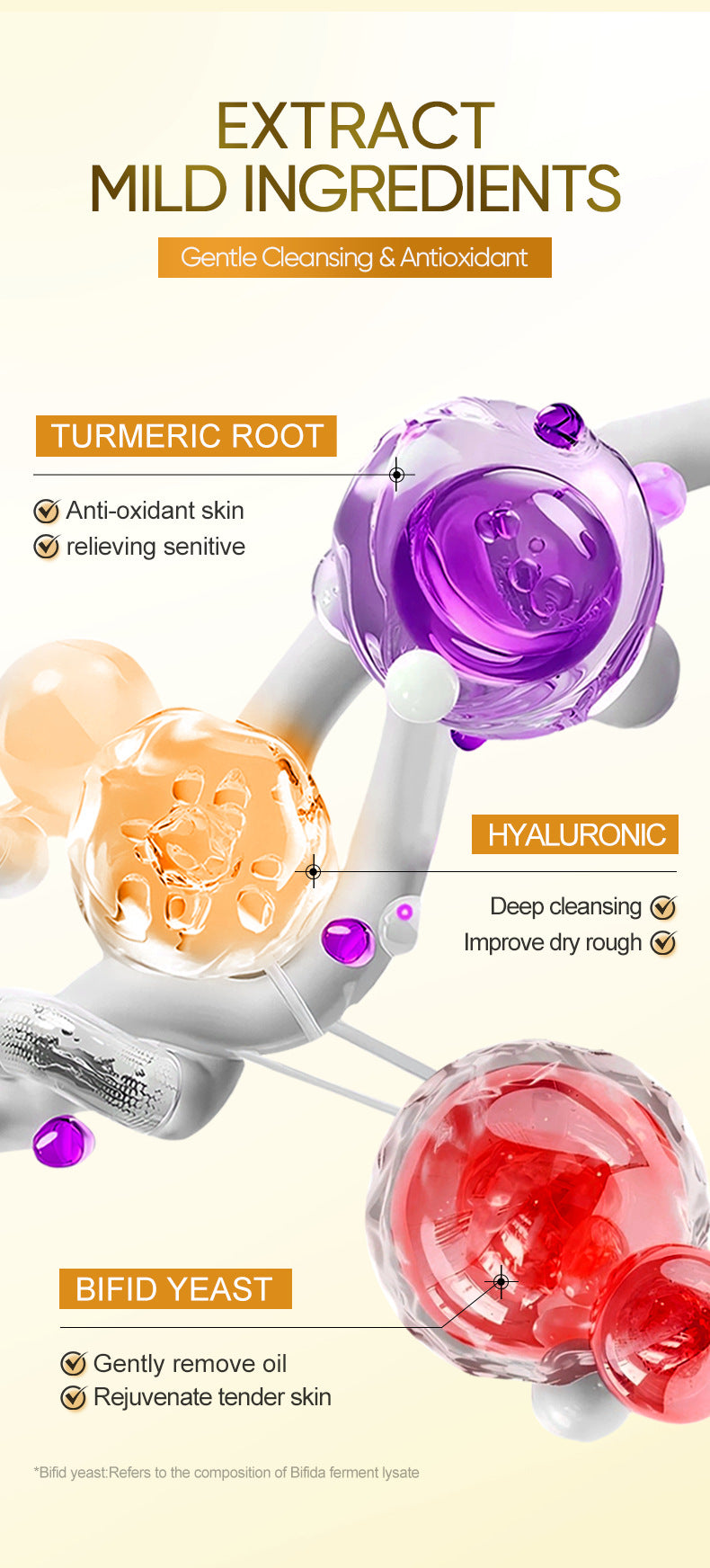 姜黄抗氧化洁面乳 BIOAOUA 面部清洁洁面乳 跨境外贸批发