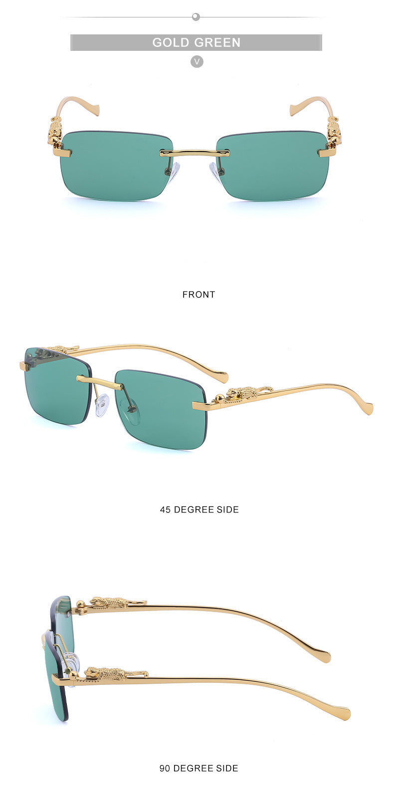 New Fashion Small Frame Square Sunglasses Men's Sunglasses Women's European and American Trendy Rimless Sunglasses Men