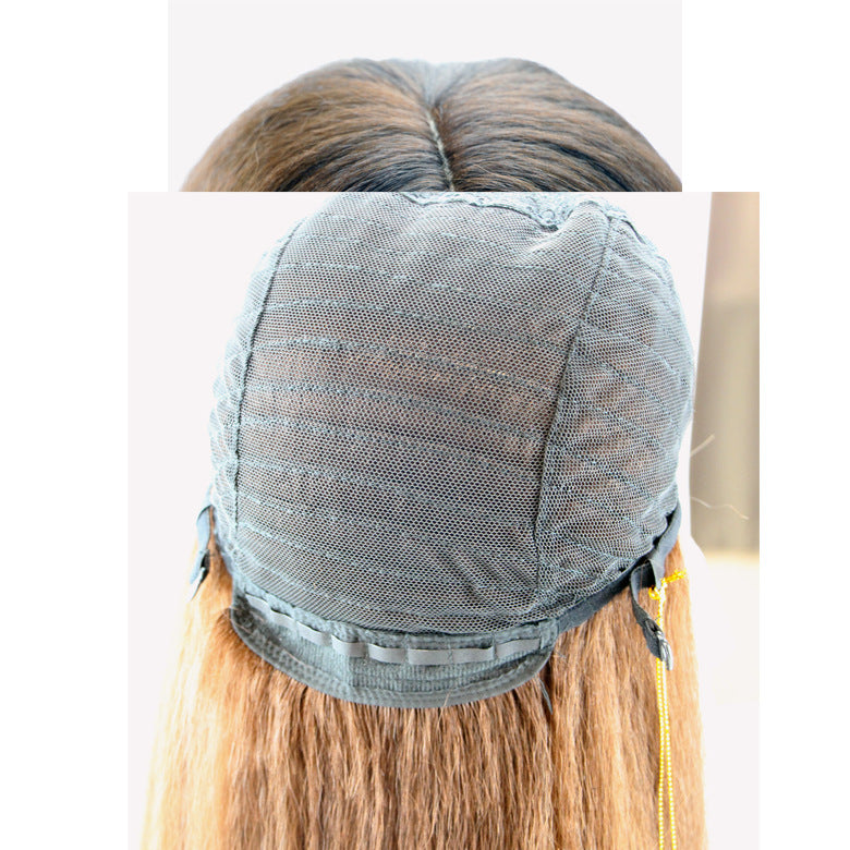 13*4 Factory Direct Sale Front Lace Hand Crochet yaki Long Straight Hair Wig Yaki Synthetic Wig