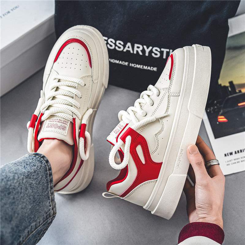 Spring and Summer Men's Shoes2025New Thick-Soled White Sneakers for Men Trendy Versatile Casual Sports Board Shoes