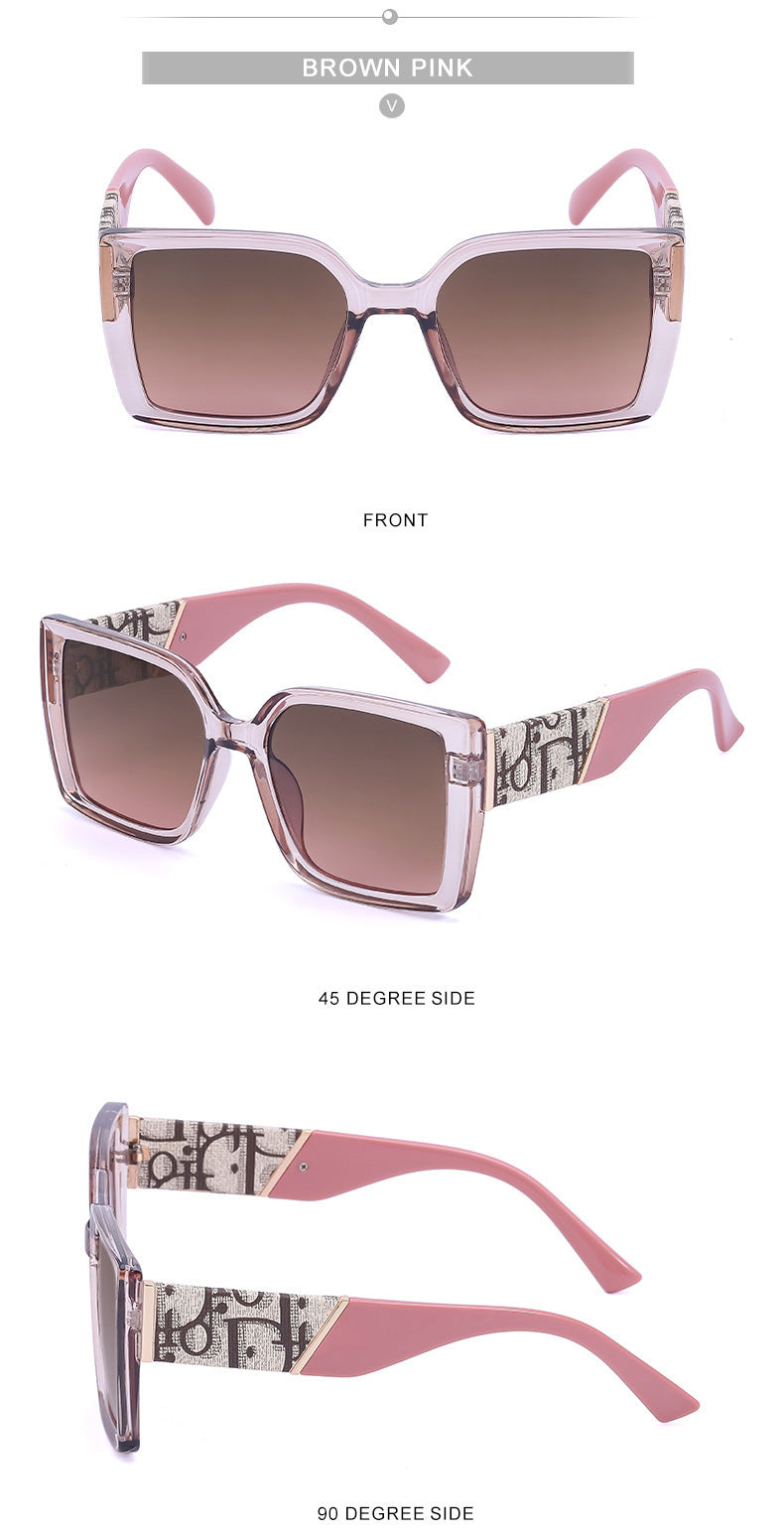 New Fashion Large Frame UV Protection Sunglasses for Women Square Frame Sunglasses European and American Style Glasses