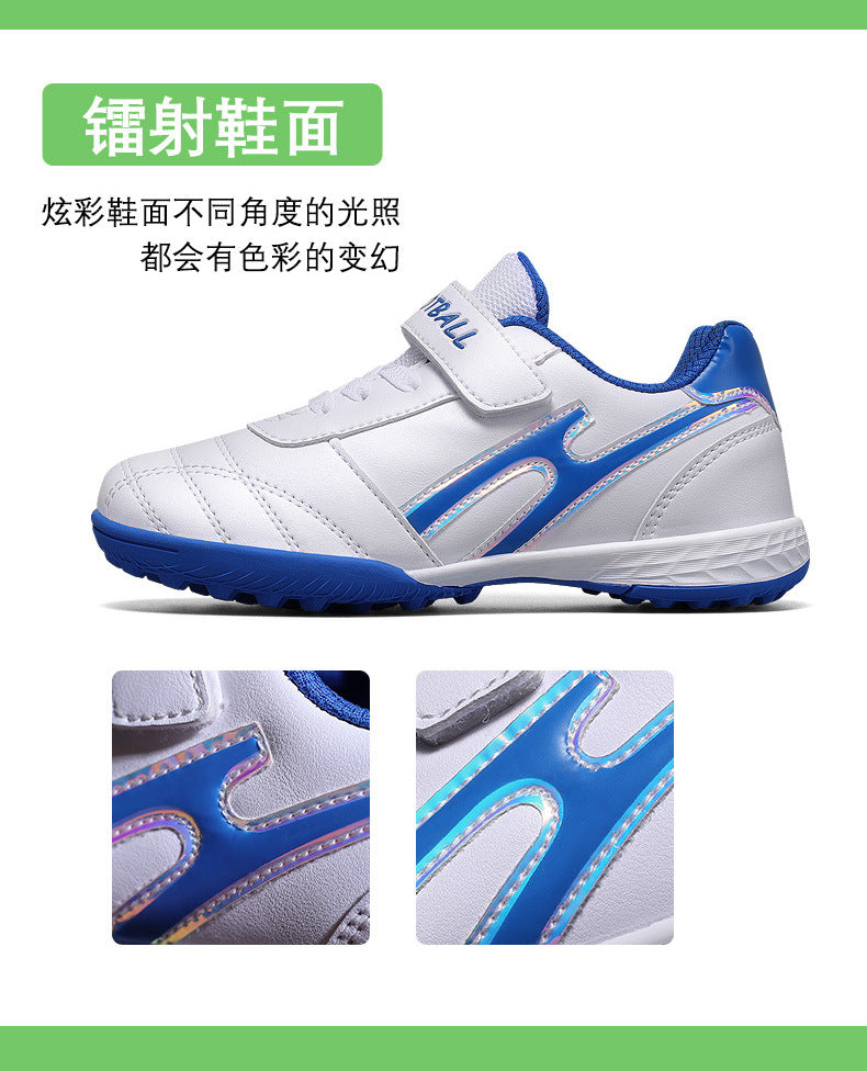 New football shoes for men and women with Velcro for children TF Broken Nail Style Youth Student Grassland Flat Training Shoes