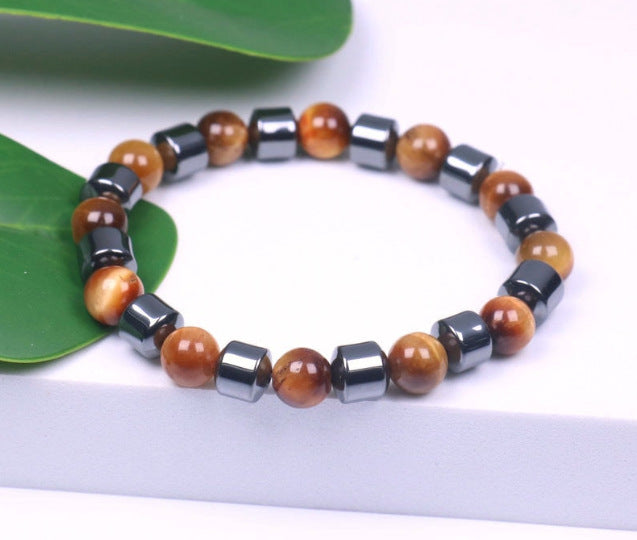 European and American Popular Natural Stone Beaded Bracelet Red Wood Grain Round Bead Stone Bracelet Wholesale