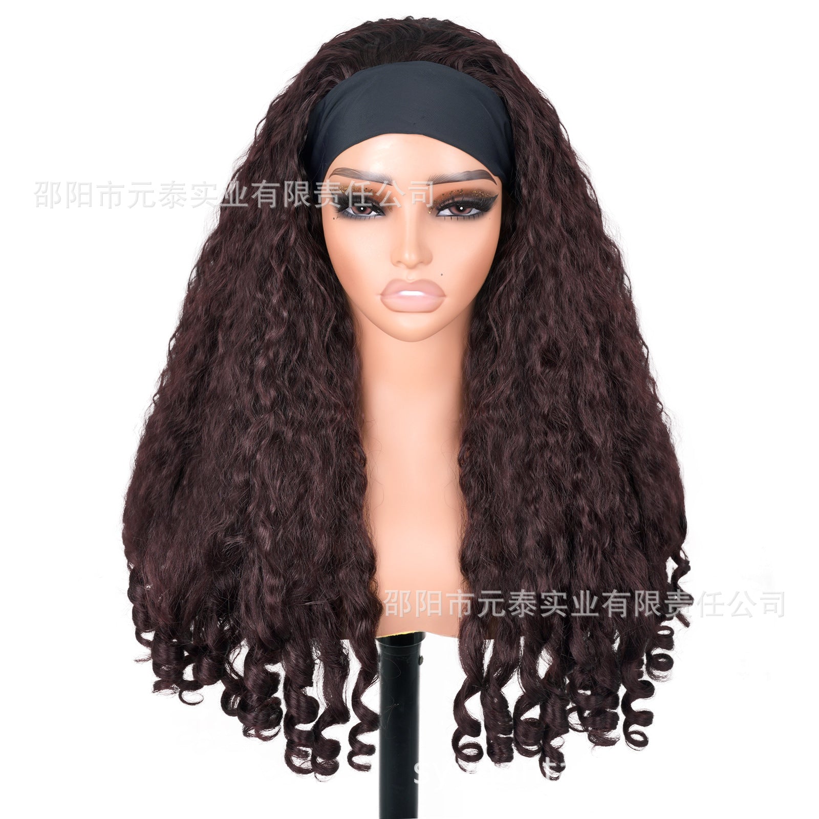 Nan Africa YAKI Straight Hair with Curly Ends Synthetic Wig V High-Temperature Fiber Wig with Hollow Top