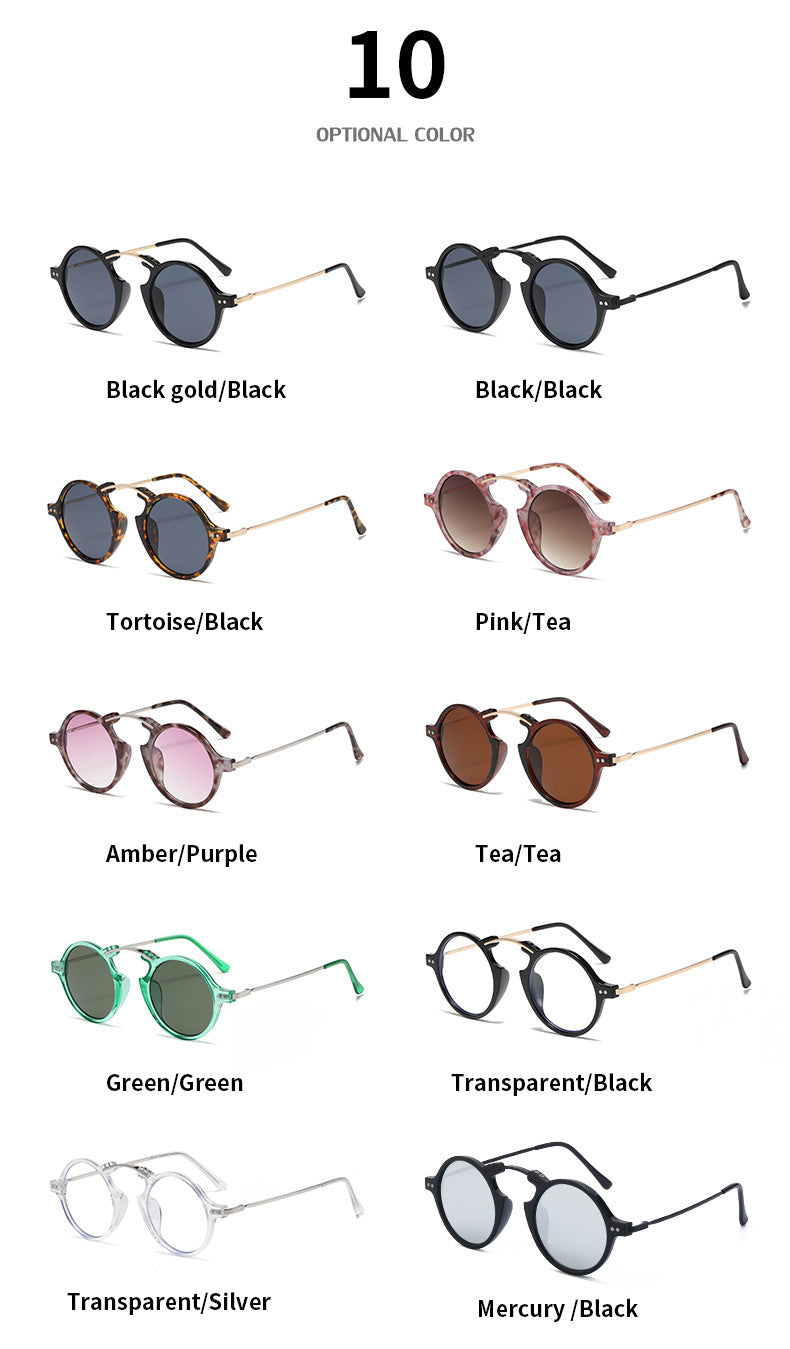 Steampunk Small Frame Sunglasses for Women, European and American Trendy Round Frame Sunglasses, Unique Street Style Glasses for Women sunglasses