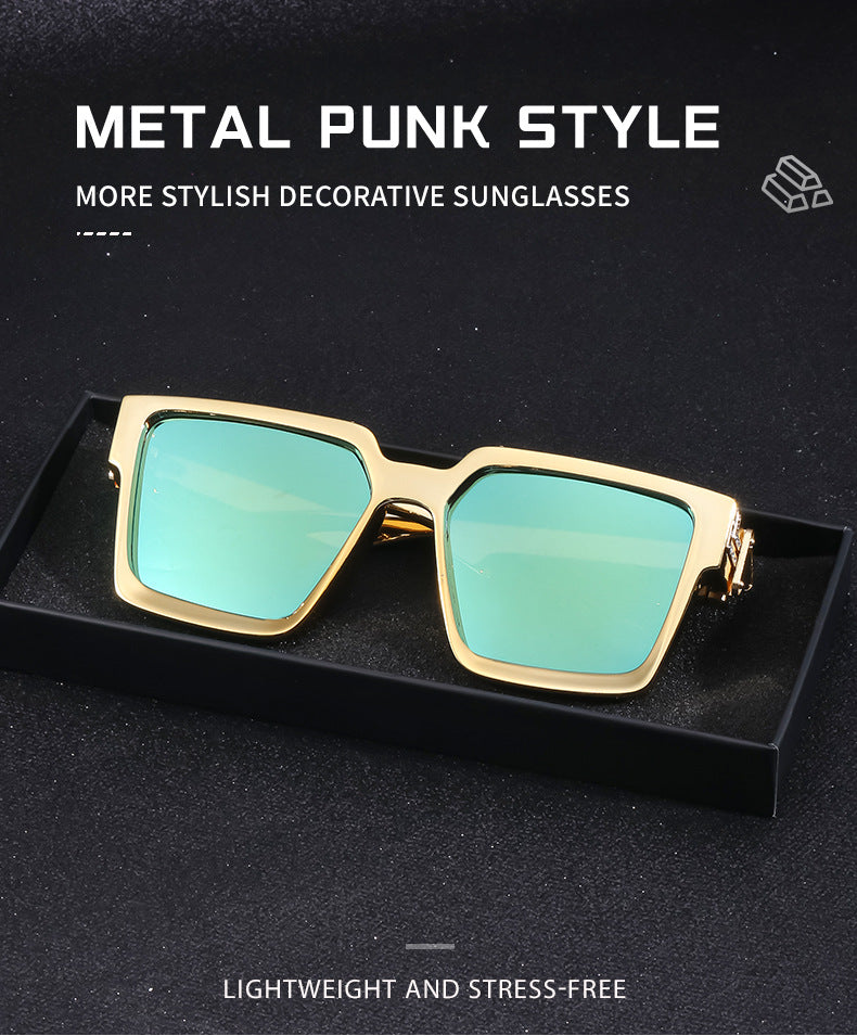 Diamond-Studded Large Square Frame Sunglasses for Women, European and American Style, 0k Influencer Same Style Sunglasses for Men, Trendy and High-End Feel shades