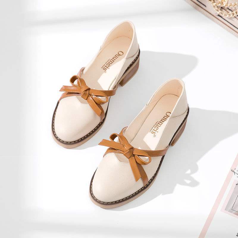 2025New Spring Fairy Shoes Versatile Shallow Mouth Small Leather Shoes Retro Mary Jane Shoes Women's Mid-Heel Single Shoes