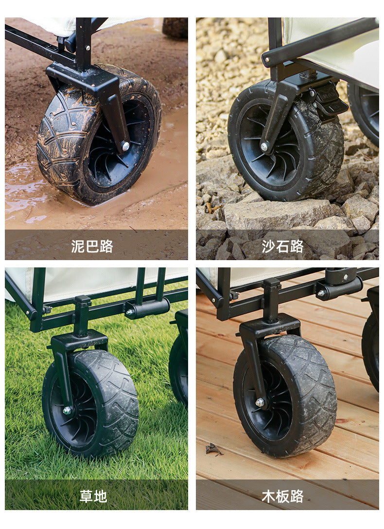 Camping Cart Outdoor Foldable Portable Flatbed Cart with Rear Opening, Liftable Table, and Stall Push Cart