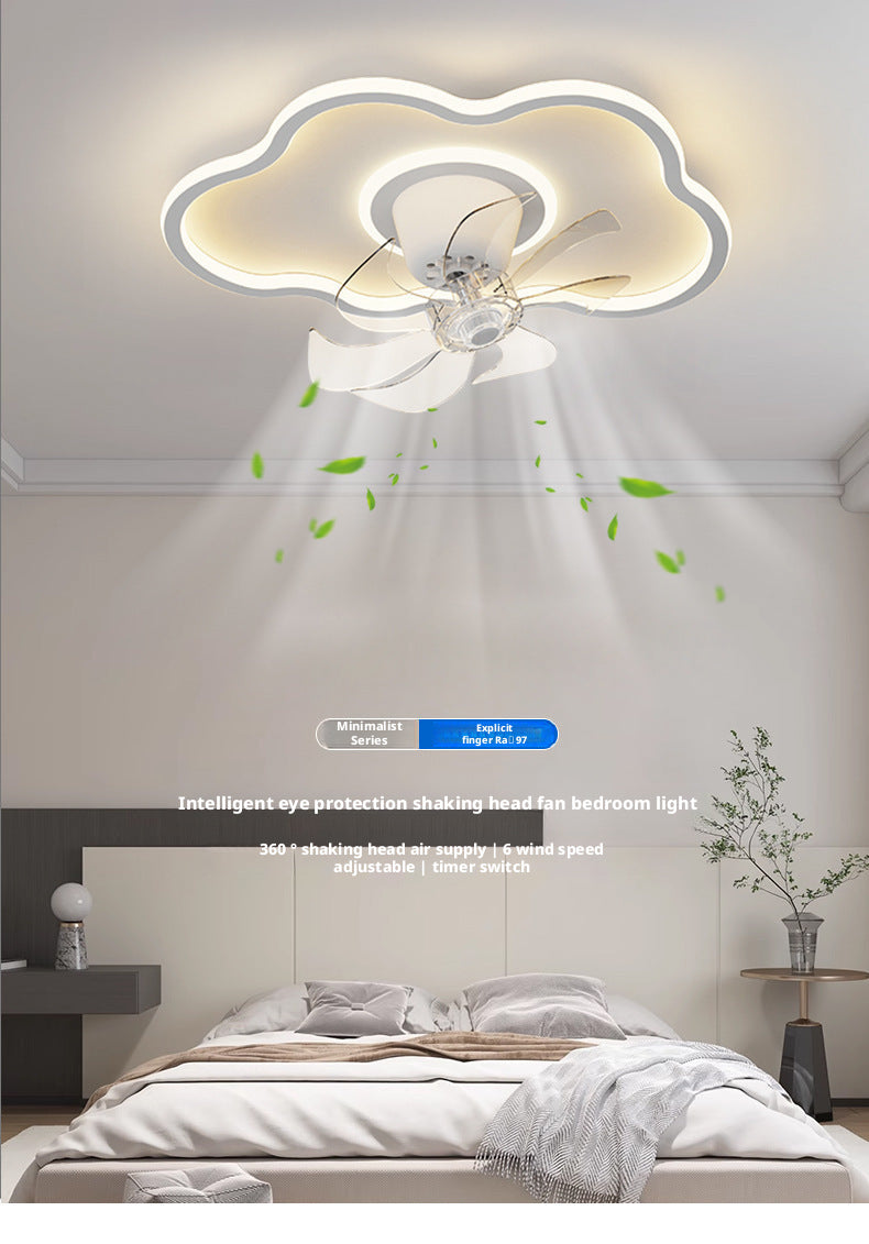 2025New Cloud Full Spectrum Integrated Ultra Bright Strip360Shaking Head Fan Bedroom Children's Room Ceiling Light Fixture