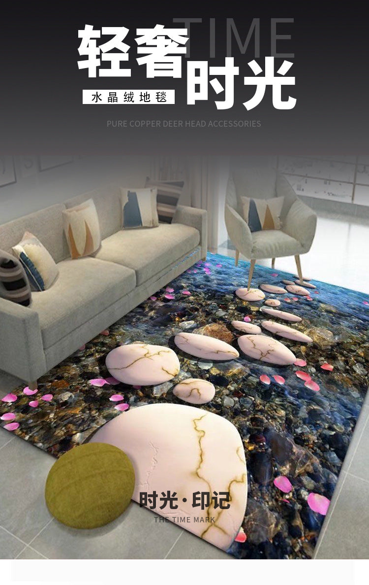 Living Room Carpet Stain-Resistant Easy to Clean Sofa Coffee Table Rug Home Insulation Silent Simple Style Non-Slip Crystal Velvet Carpet