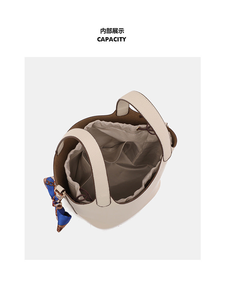 European and American Large Capacity Handbag Classic Fashion Women's Bag Niche Versatile Trendy Lychee Pattern Basket Shoulder Crossbody Bag