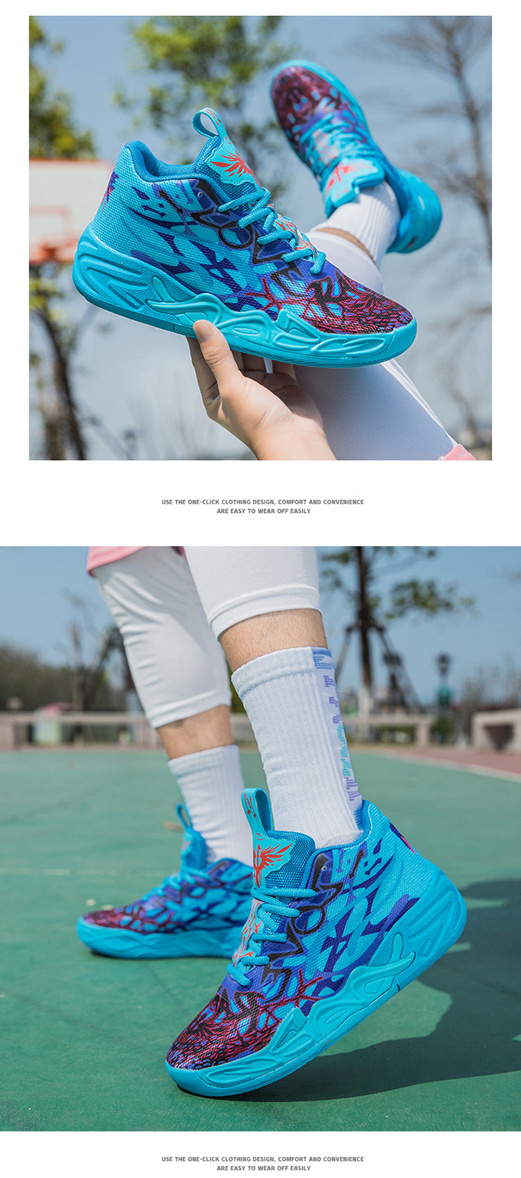 Fashion Trend Basketball Shoes New Youth Mandarin Duck Mesh Breathable Sports Shoes High-Top Training Boots