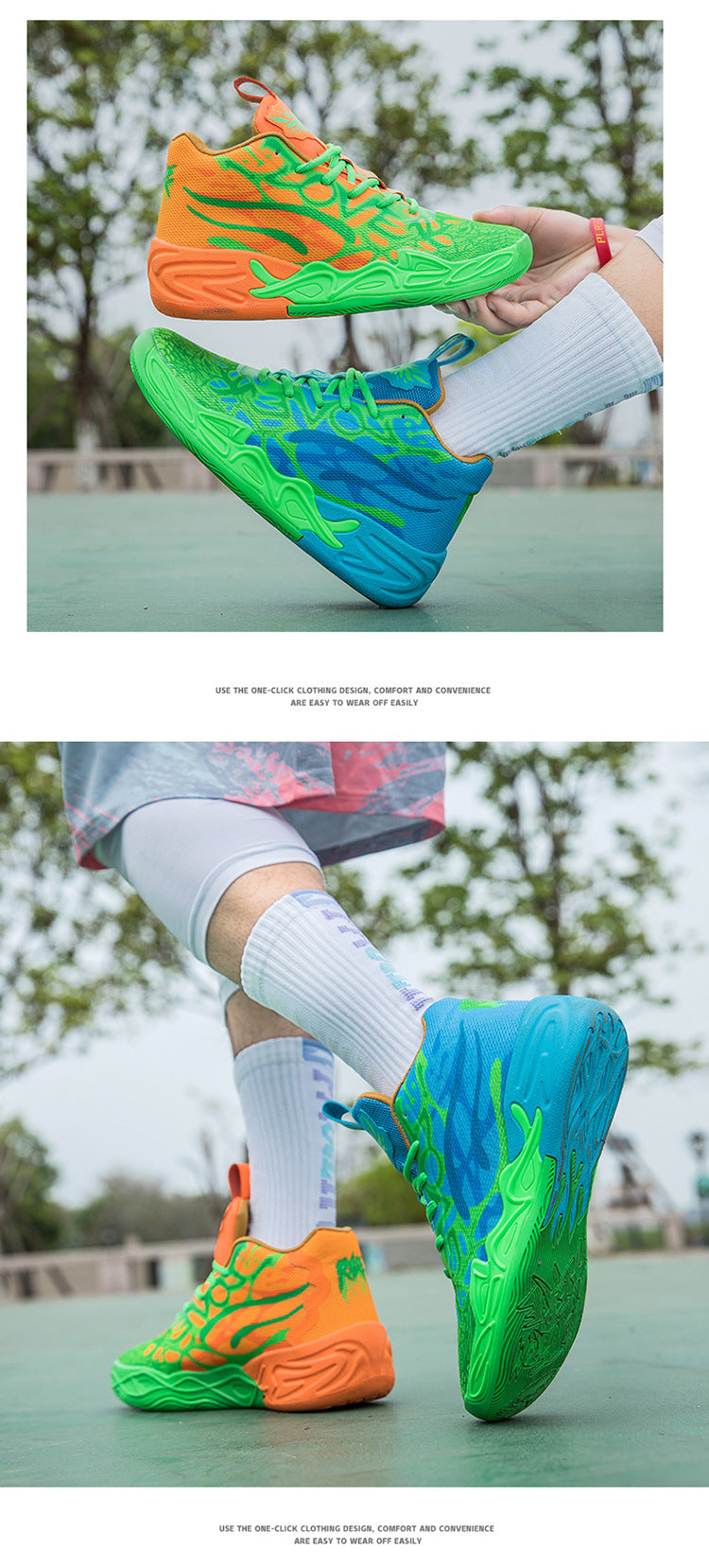 Fashion Trend Basketball Shoes New Youth Mandarin Duck Mesh Breathable Sports Shoes High-Top Training Boots