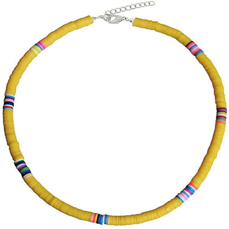 Hawaiian Women's Collarbone Chain6mm Colorful Soft Clay Lobster Clasp Chain Necklace Beach Soft Clay Necklace