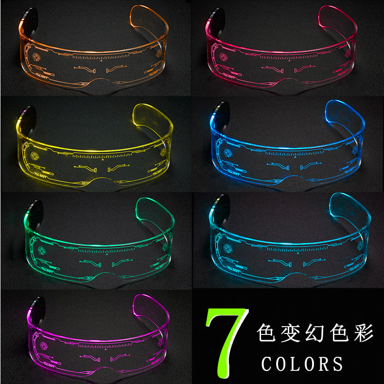 LED Light-emitting Glasses Trendy Future Technology Style Same Style Bar Disco Flashing Rechargeable Glasses