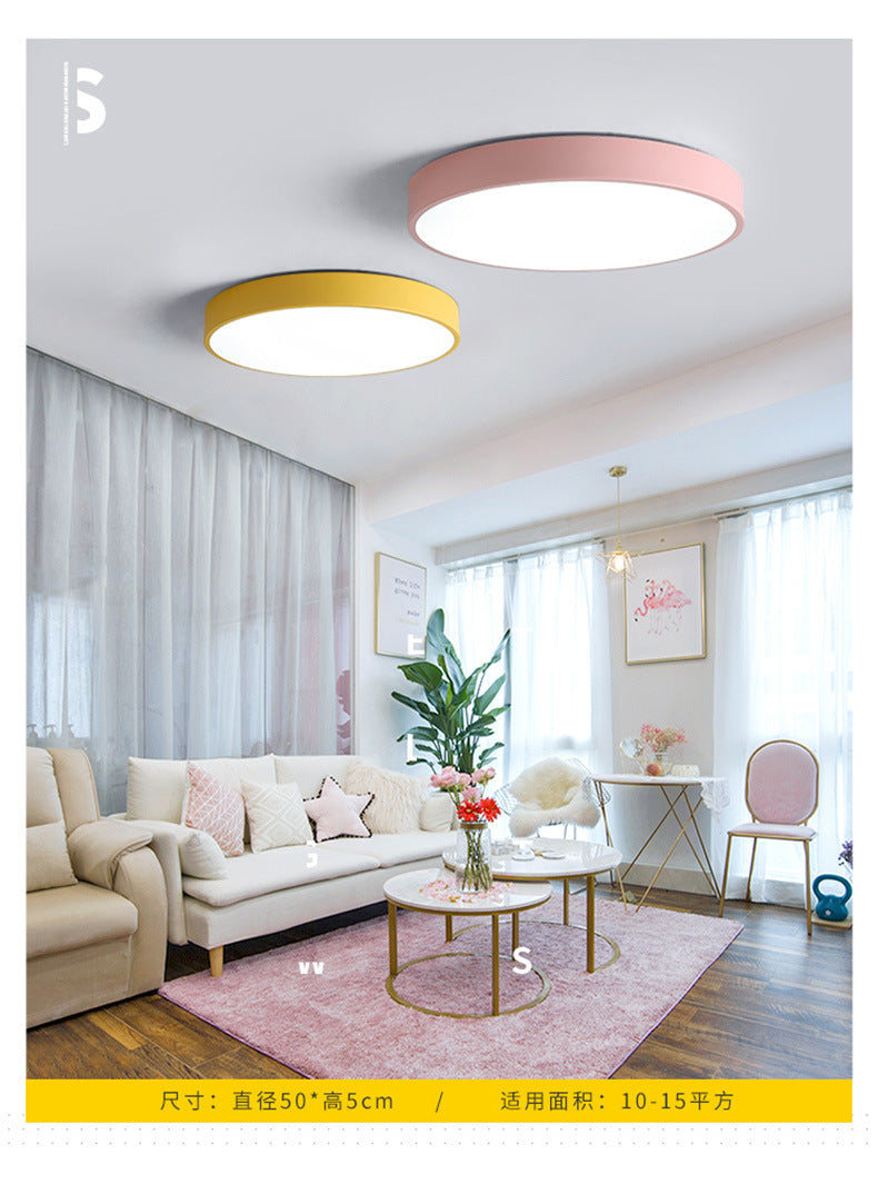 Macarons led Ceiling Light Round Modern Minimalist Bedroom Light Iron Art Ultra-thin Living Room Light Home Balcony Light