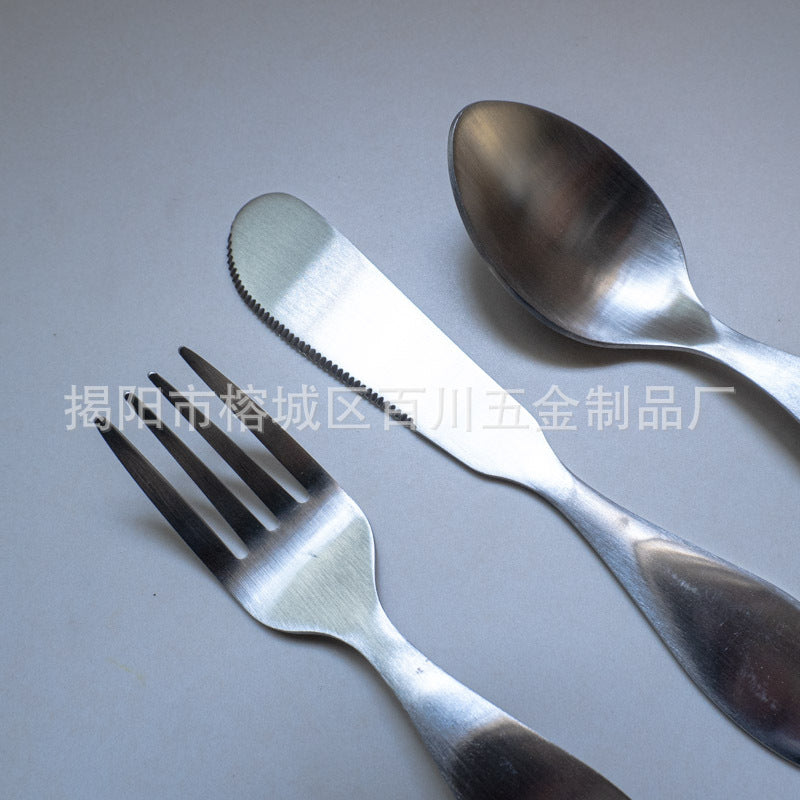 1-5Recommended for One-Year-Olds: Short Wide-Handle Toddler Spoon for Kindergarten, Milk Powder, Dessert Spoon, and Fork304Stainless Steel Dinner Knife